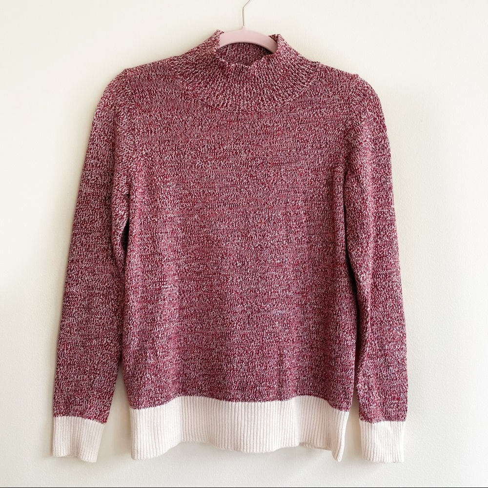 Loft Red & White Turtleneck Sweater - Small